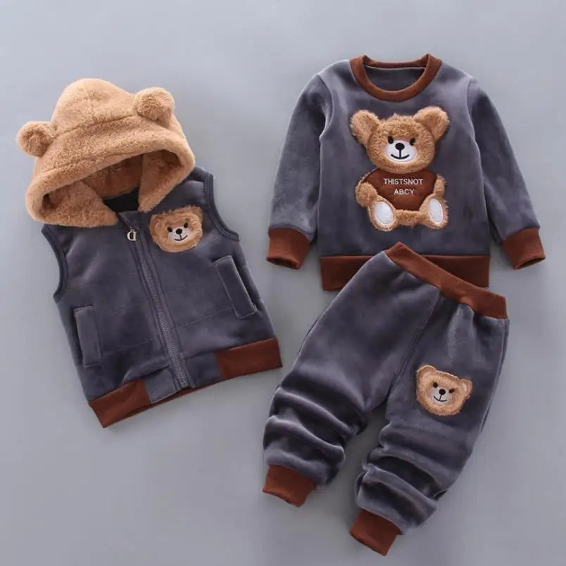 2025 Newborn Clothes Roupa Infantil New Clothing Set Winter Warm Suit Lovely Bear Cotton Velvet Boy's Toddler 0-4 Yea