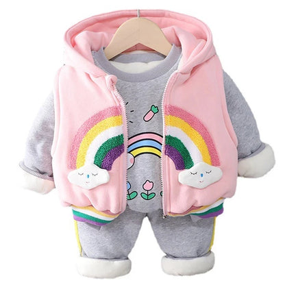 2025 Newborn Clothes Roupa Infantil New Clothing Set Winter Warm Suit Lovely Bear Cotton Velvet Boy's Toddler 0-4 Yea