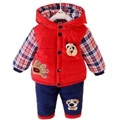 2025 Newborn Clothes Roupa Infantil New Clothing Set Winter Warm Suit Lovely Bear Cotton Velvet Boy's Toddler 0-4 Yea