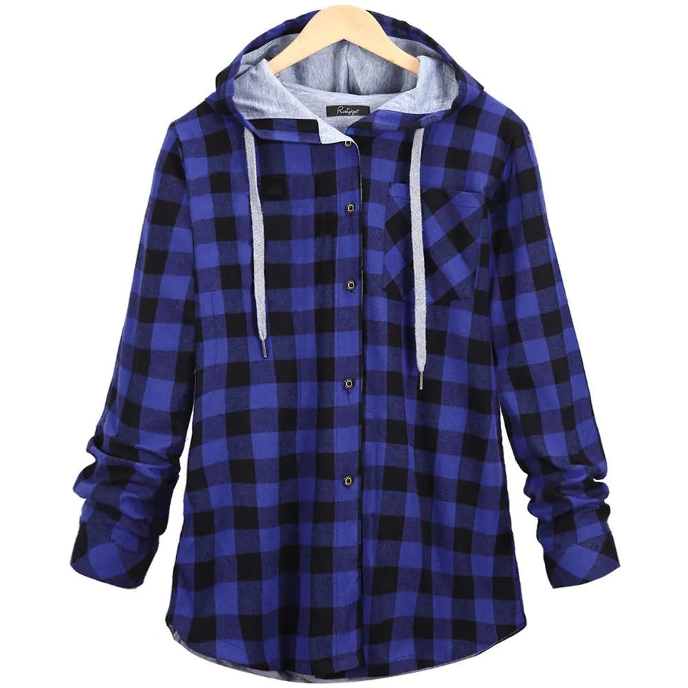 Colorful Checkered Women's Hoodie Cardigan