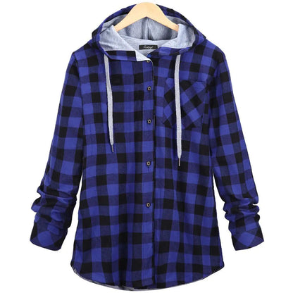Colorful Checkered Women's Hoodie Cardigan