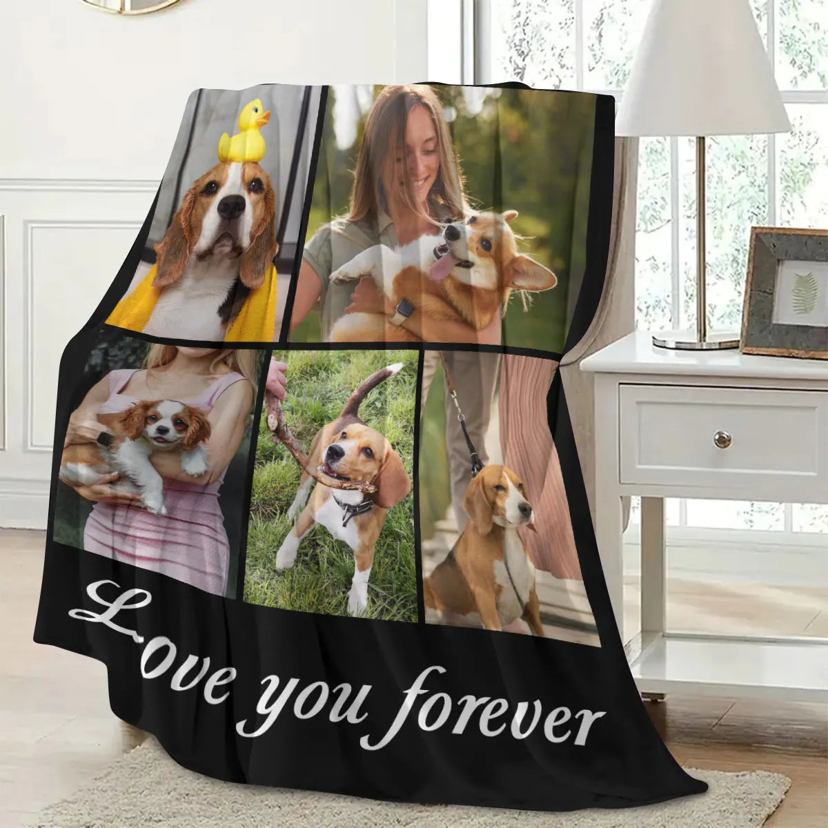 1Pc Customized Five Palace Customized Photo Frame Forever Love Theme Personalized Blanket Witness Love Gift for Love - Photo Hd Printing to Flannel Blanket, Soft and Warm for Sofa, Bed, Office, Car and Outdoor Travel - All Se