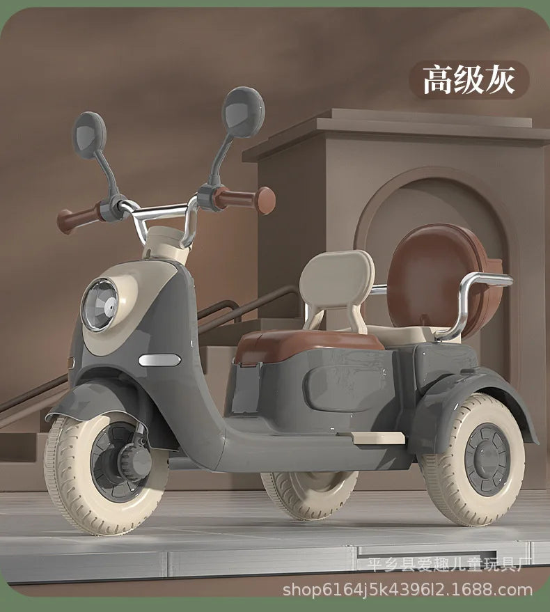 12V 4.5AH Remote Control New Baby's Two-Person Three-Wheel Electric Toy Children's Motorcycle With Double Seat