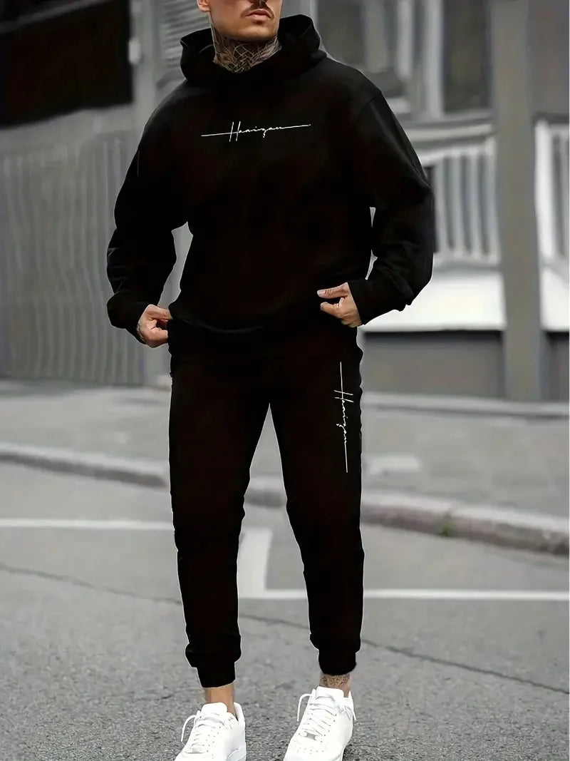 2025 Men's Fall Printed Hoodie and Jogger Set - Perfect for School Start Season men clothes tracksuit mens clothes funny suit