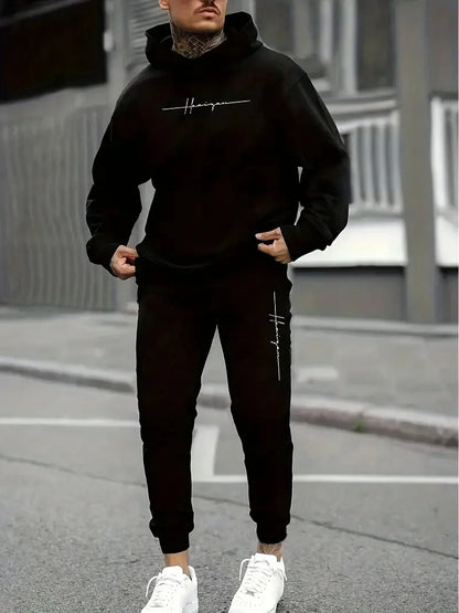 2025 Men's Fall Printed Hoodie and Jogger Set - Perfect for School Start Season men clothes tracksuit mens clothes funny suit