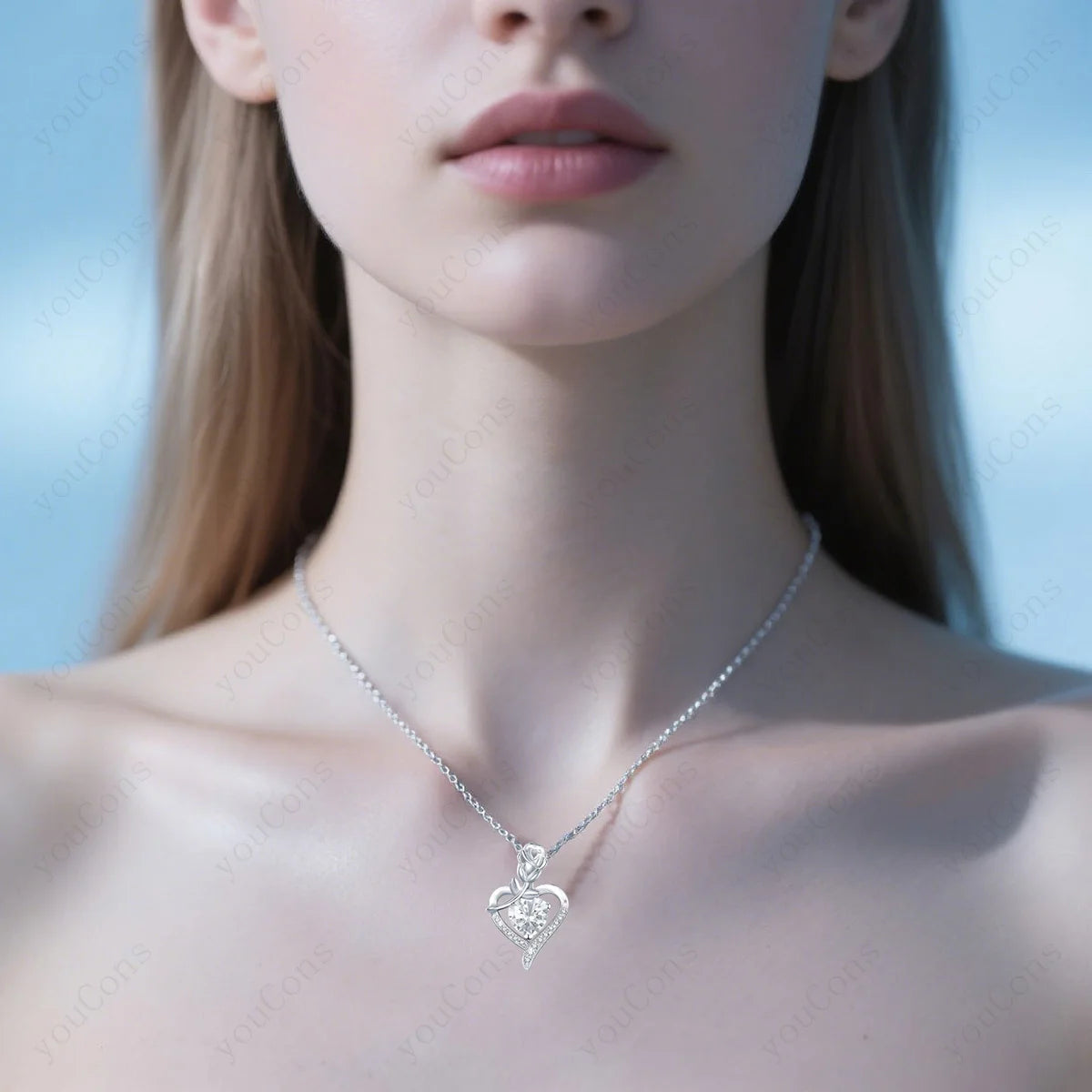 White Heart Zircon Pendant Necklace With Rose Bow Box 2025 Jewelry Set For Wife Friend Christmas Valentine Day Birthday Gifts