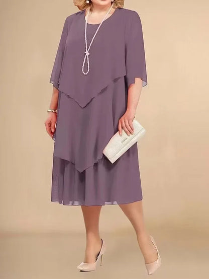 2024 Plus Size Chiffon Mother Beach Wedding Dress European And American Style Other Pattern Other Style Gowns For Special Occasi