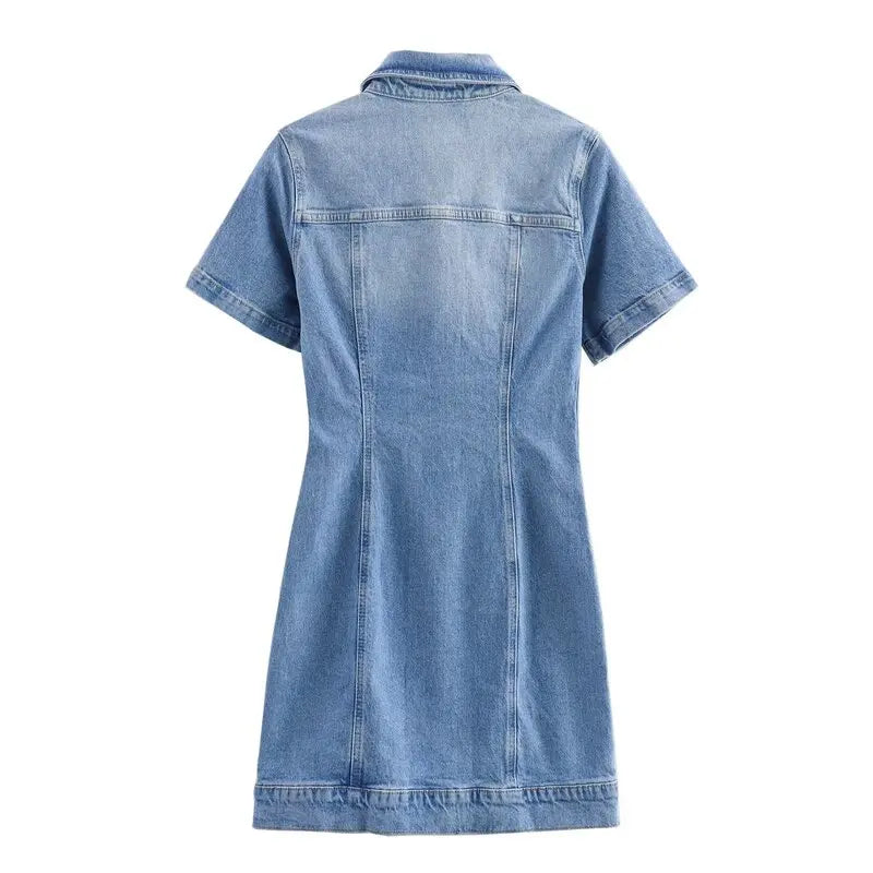 Summer 2024 Women's Denim  Dr ort Skirt Versatile Slimming Commute Sle  Collar Other Material 00%