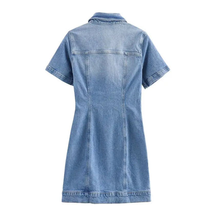 Summer 2024 Women's Denim  Dr ort Skirt Versatile Slimming Commute Sle  Collar Other Material 00%