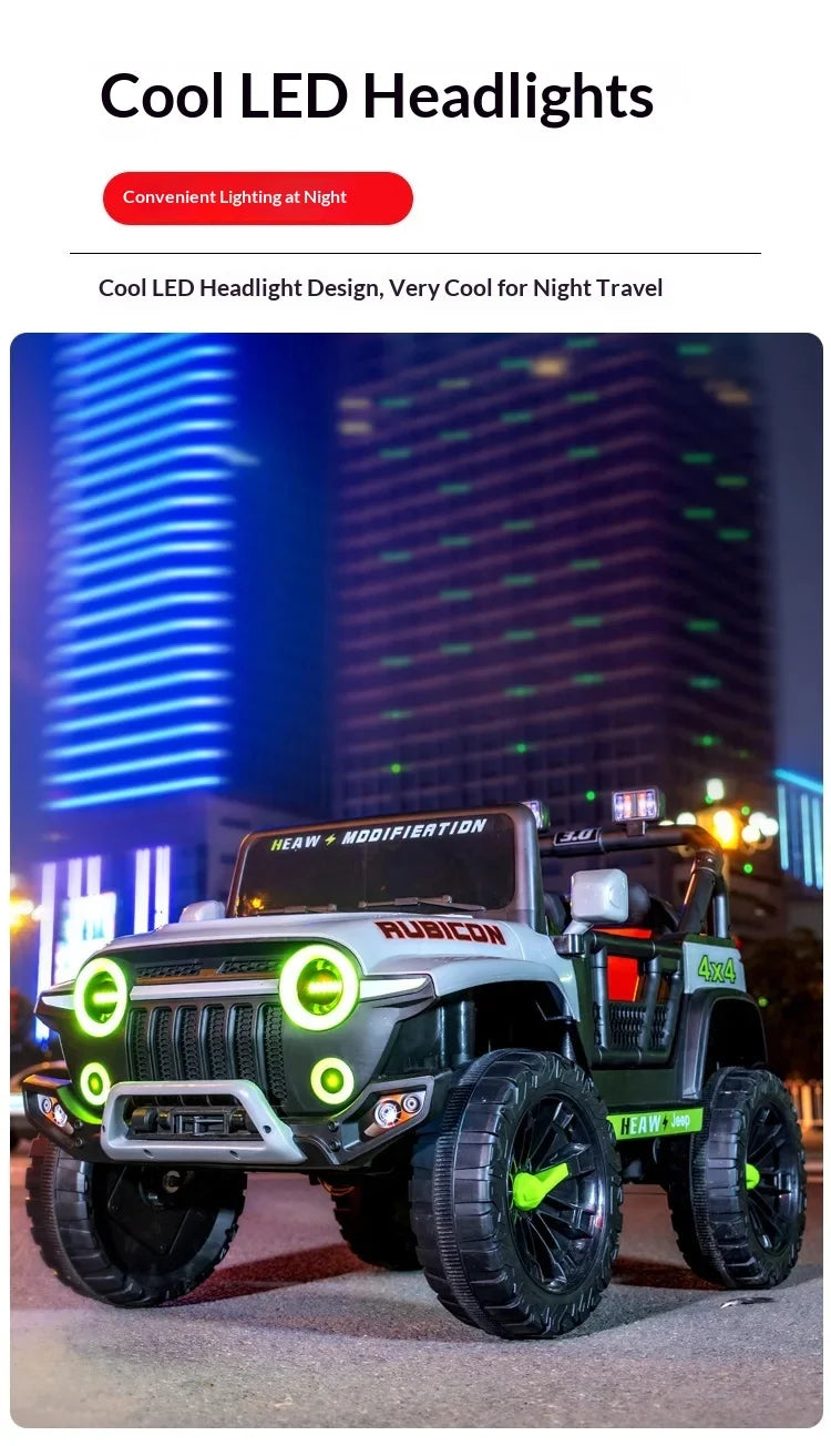 12V Kids Electric 4 Wheel Drive Off-Road Toy Rechargable Battery Car Sit By Child With Remote Control And LED Light