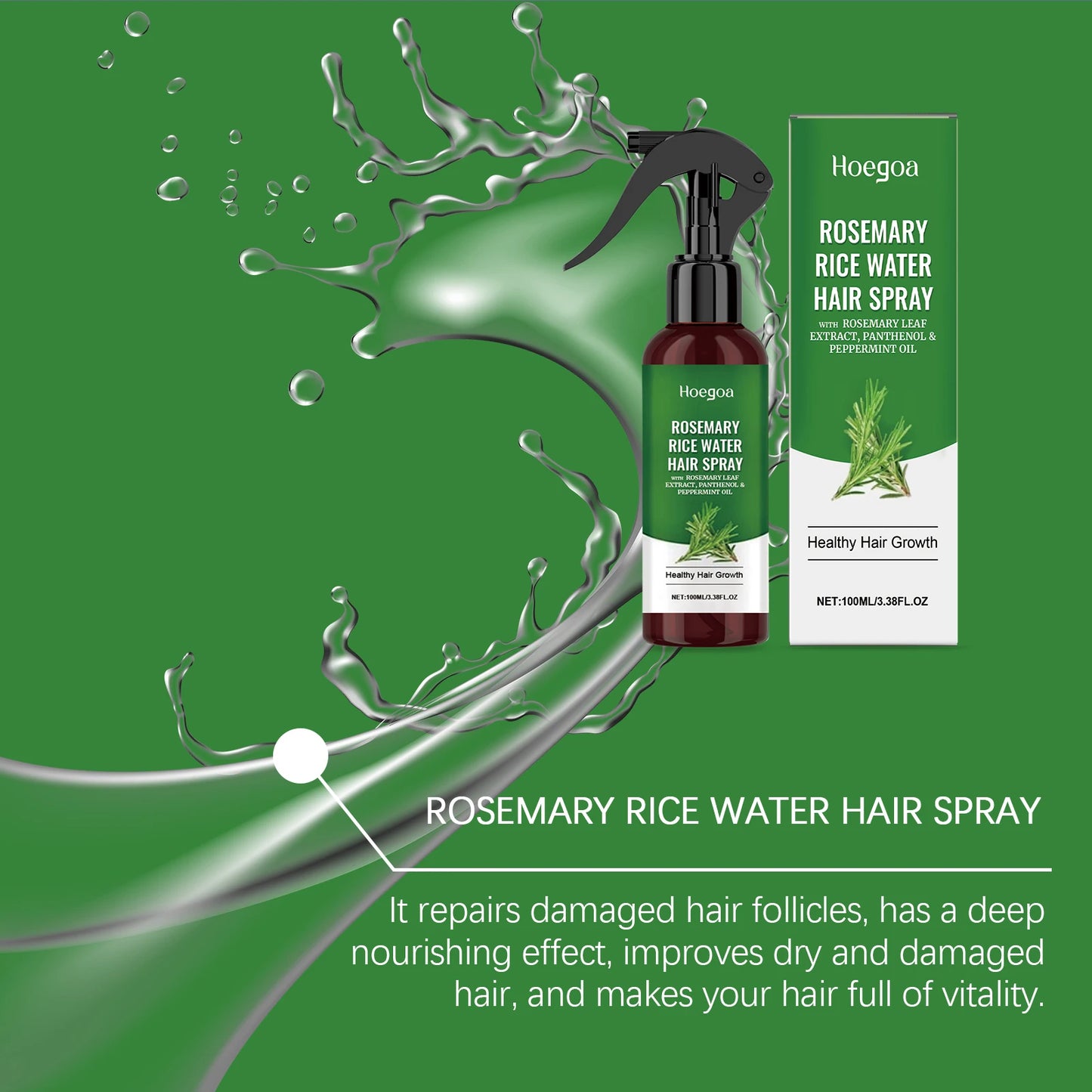Rosemary Rice Water Hair Spray Nourishes Moisturizes Dry Frizzy Hair Supports Enhances Hair Strength Prevents Breakage