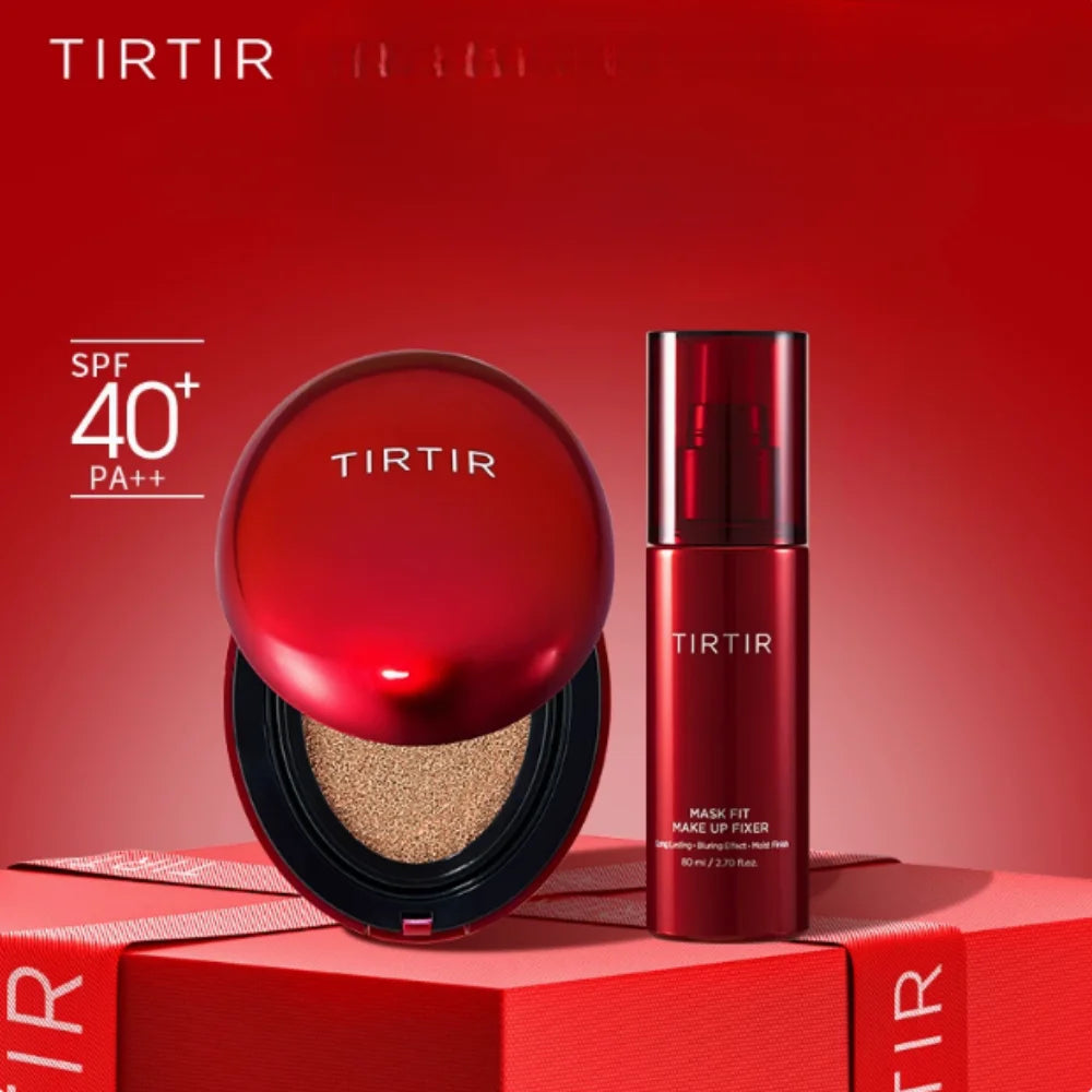 TIRTIR Red Foundation Waterproof Cushion Concealer Lightweight Buildable Coverage Lasting Setting Spray Cushion Makeup