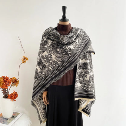 Warm Faux Cashmere Double-Sided Women's Scarf Spring Autumn Winter Air Conditioned Room Decorated Aslan Cape Fashionable Commute