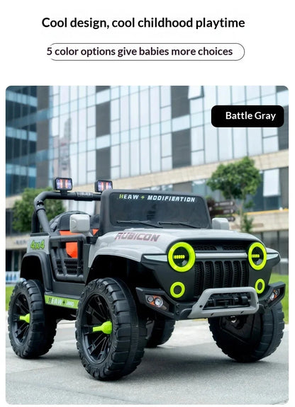 12V Kids Electric 4 Wheel Drive Off-Road Toy Rechargable Battery Car Sit By Child With Remote Control And LED Light