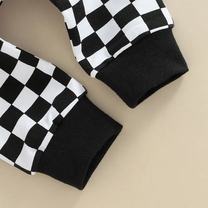 Toddler Casual Pants Baby Girl Boy Clothes Spring Autumn Fashion Checkerboard Printed Tie-up Mid-waist Trousers with Pockets