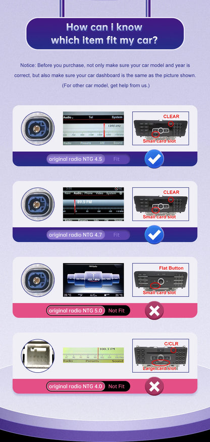 Road Top Wireless CarPlay for Mercedes Benz C Class W204 NTG4.5/4.7 2011-2014 Android Auto Mirror Link AirPlay Car Play