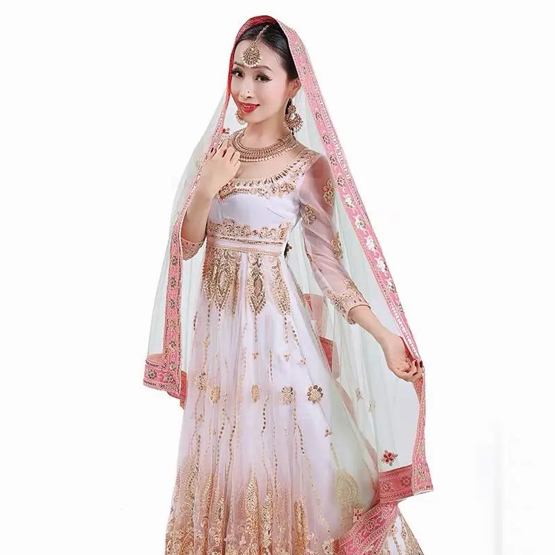2025 indian traditional sari gauze embroidery exotic style women veil ethnic elegant long shawl women elegant indian shawl s590