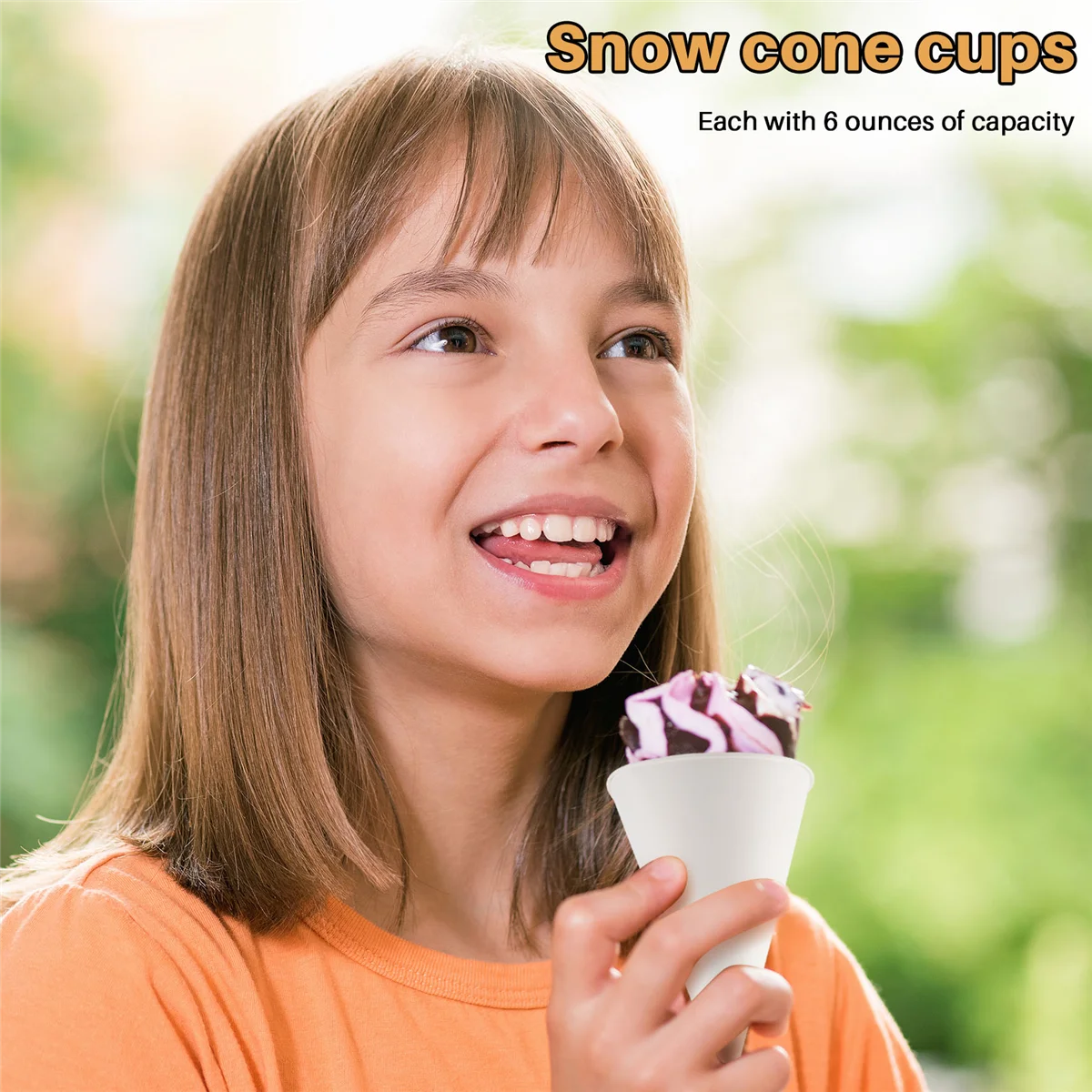 AD30-White Paper Cone Cups, Snow Cone Cups,Coated Leakproof Cone Paper Cups for , Shaved Ice, Water 200Pcs
