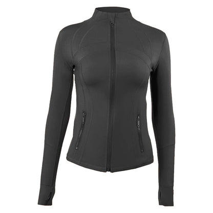 Yoga clothing, slim-fitting women's sports spring jacket, breathable quick-dry sports pure color jacket, female tight-fitting
