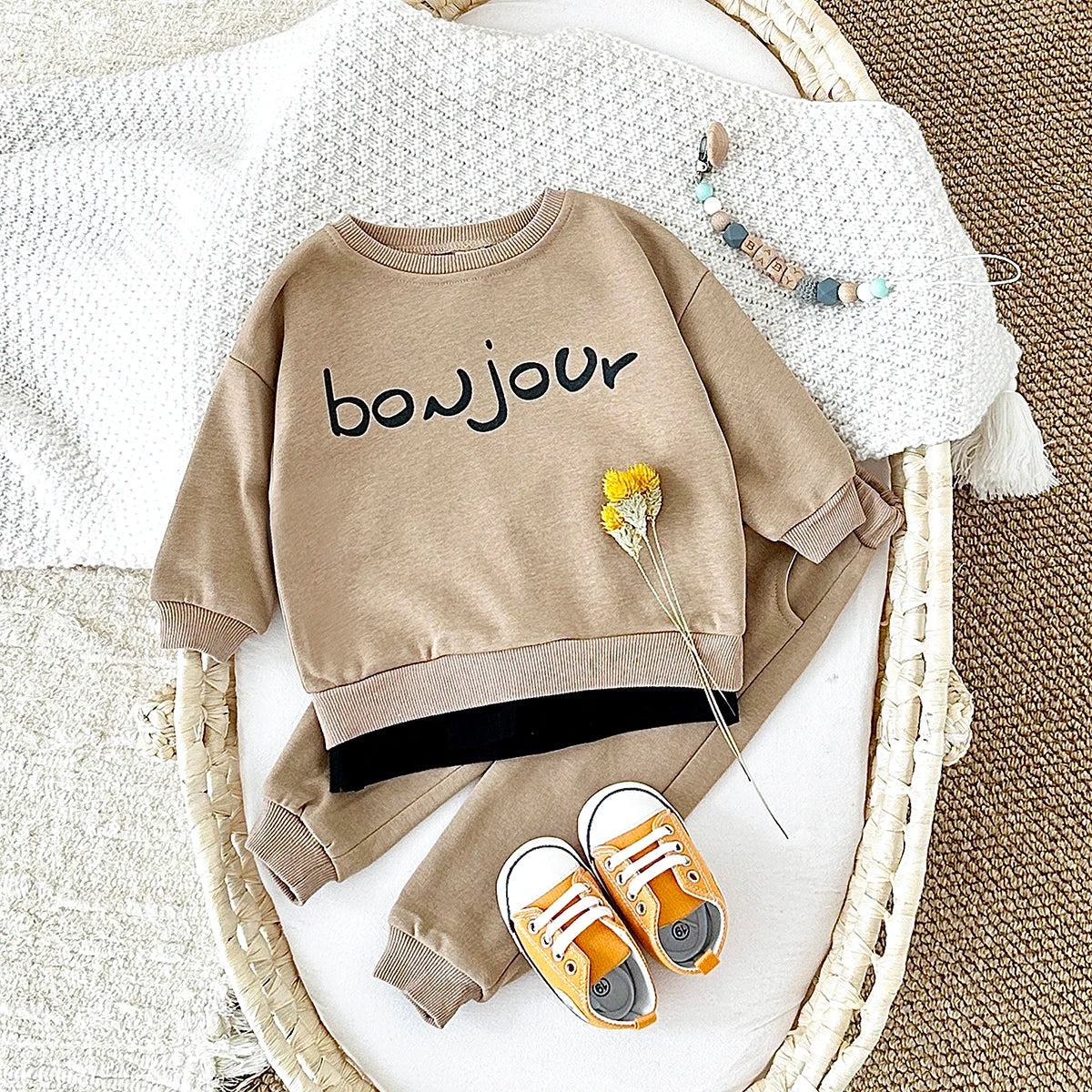 Toddler Boy Clothes Newborn Sets Letter Long Sleeve Top Hoodie Pants Infant Outfits Suit Baby Sweatshirt Kids Children Clothing