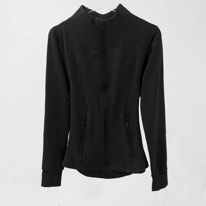 Yoga clothing, slim-fitting women's sports spring jacket, breathable quick-dry sports pure color jacket, female tight-fitting