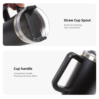 1200ML Large Capacity Car Insulated Mug With Handle And Straw For Honda Civic FIT CRV Stainless Steel Office Home Thermal Cup