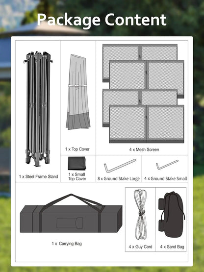 13x13FT Pop Up Gazebo, Canopy Tent with Mosquito Netting, Outdoor Patio Gazebo, Backyard Tent for Party Wedding Outdoor Dining