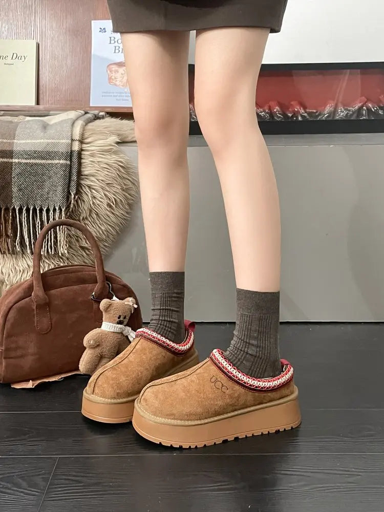 Women's Thi Bot Slip-On Slippers Fce Lined Easy Wear Lazy oes Anti-Slip Comfortable Footwear Faionable Winter Sli...