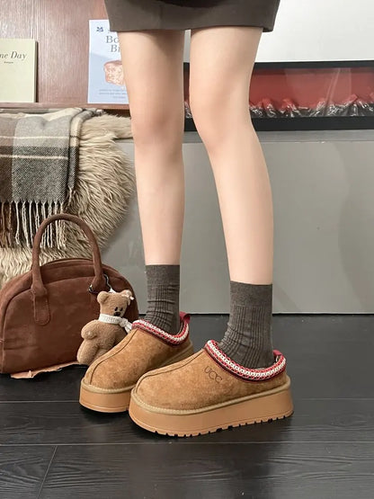 Women's Thi Bot Slip-On Slippers Fce Lined Easy Wear Lazy oes Anti-Slip Comfortable Footwear Faionable Winter Sli...