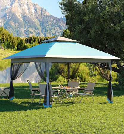 13x13FT Pop Up Gazebo, Canopy Tent with Mosquito Netting, Outdoor Patio Gazebo, Backyard Tent for Party Wedding Outdoor Dining