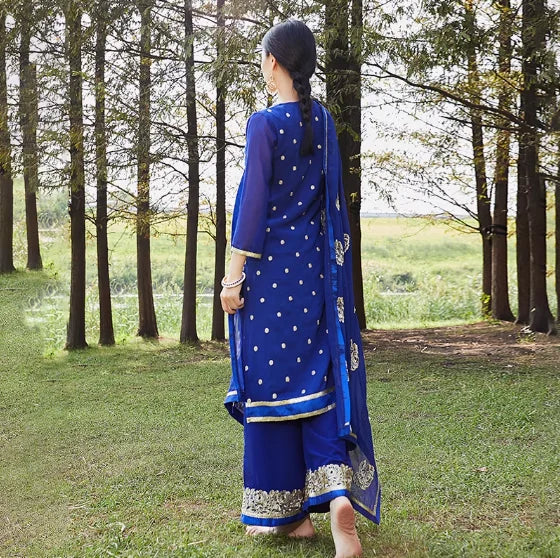 Indian Women's Ethnic Dance Costume Sari Next  Chabi Three Piece Set