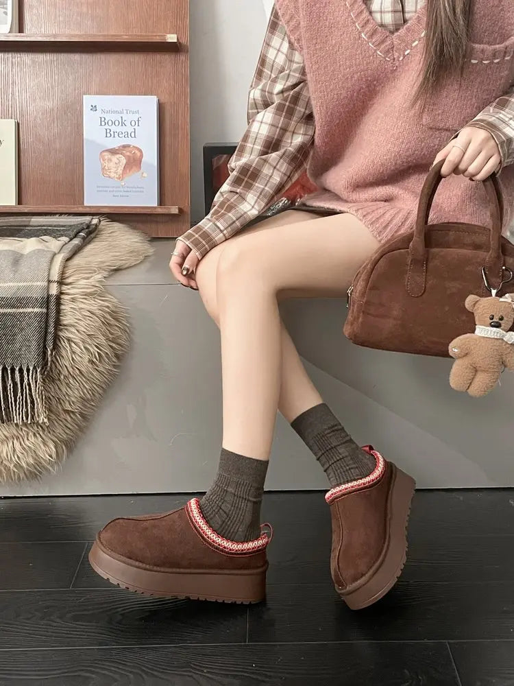 Women's Thi Bot Slip-On Slippers Fce Lined Easy Wear Lazy oes Anti-Slip Comfortable Footwear Faionable Winter Sli...