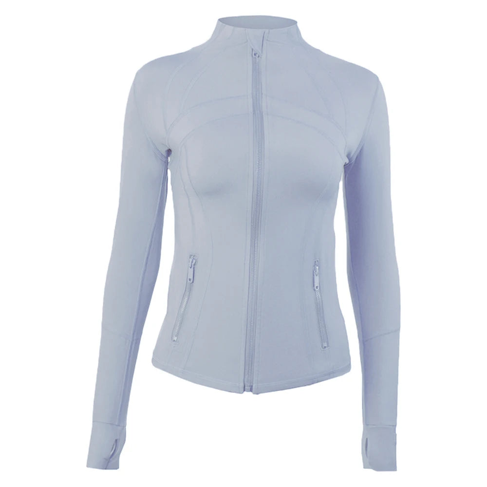 Yoga clothing, slim-fitting women's sports spring jacket, breathable quick-dry sports pure color jacket, female tight-fitting