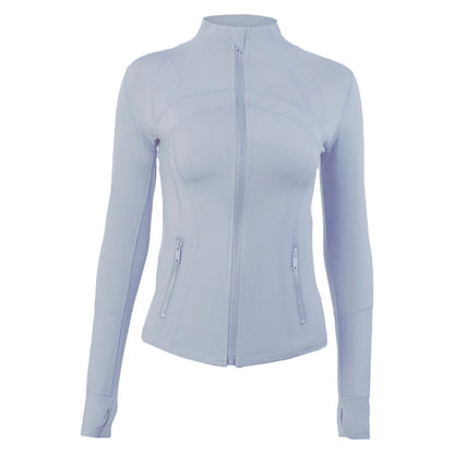Yoga clothing, slim-fitting women's sports spring jacket, breathable quick-dry sports pure color jacket, female tight-fitting