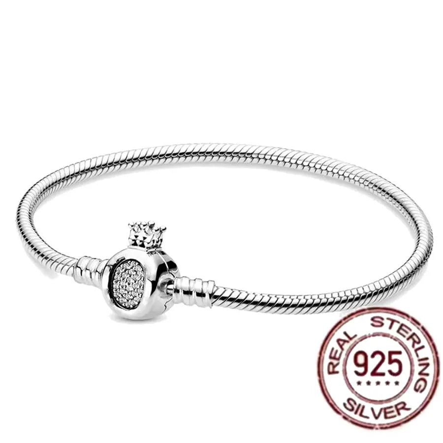 The best-selling S925 sterling silver heart-shaped crown snake bone chain is perfect for the original DlY bracelet! A perfect je