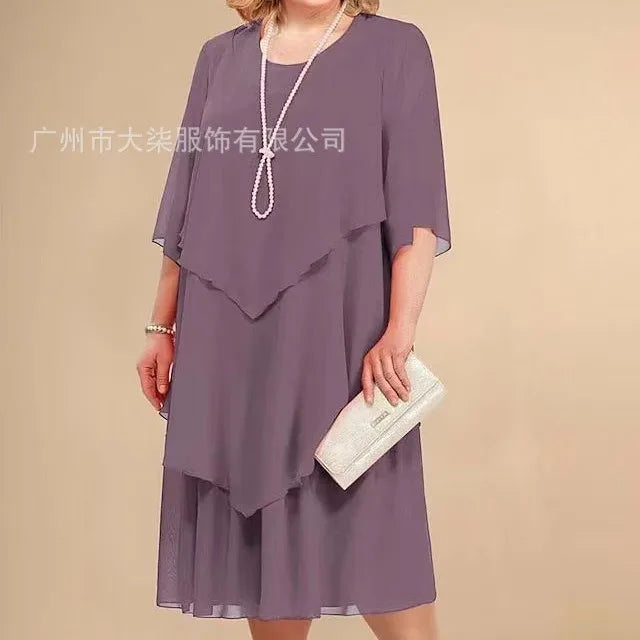 2024 Plus Size Chiffon Mother Beach Wedding Dress European And American Style Other Pattern Other Style Gowns For Special Occasi