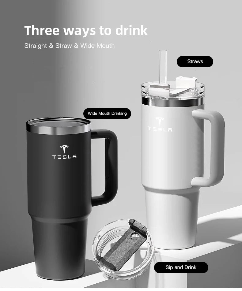 1200ML Car Mug Slot Vacuum Cup 304 Stainless Steel Thermos For Tesla Model-Y Model-3 Model-X Model-S Cybertruck Roadster SpaceX