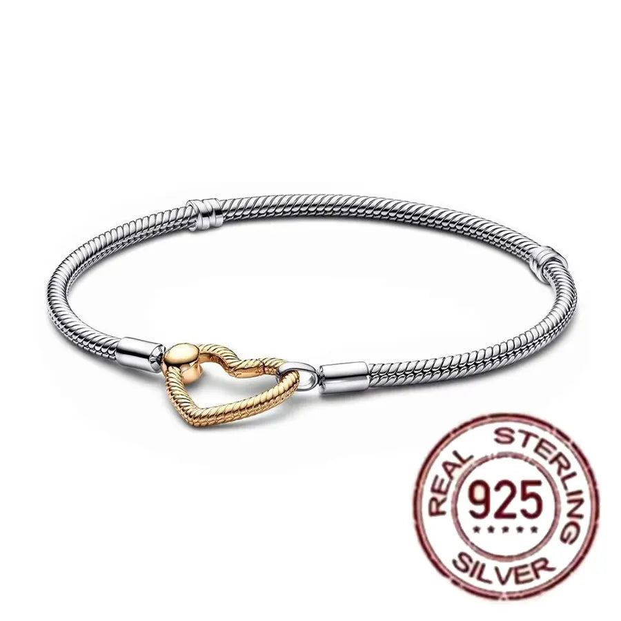 The best-selling S925 sterling silver heart-shaped crown snake bone chain is perfect for the original DlY bracelet! A perfect je