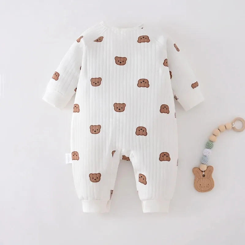 Spring and Autumn Cute Baby Boy Girl Clothes  Baby Romper Long Sleeve Bear Cartoon Pattern Bodysuit