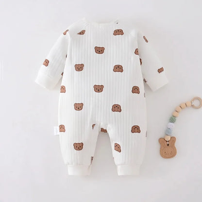 Spring and Autumn Cute Baby Boy Girl Clothes  Baby Romper Long Sleeve Bear Cartoon Pattern Bodysuit