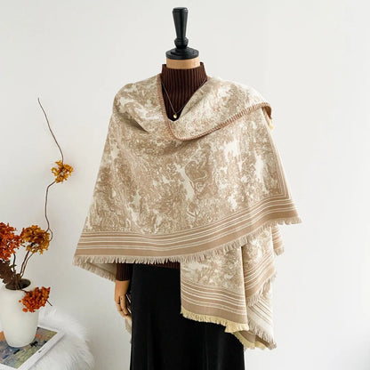 Warm Faux Cashmere Double-Sided Women's Scarf Spring Autumn Winter Air Conditioned Room Decorated Aslan Cape Fashionable Commute