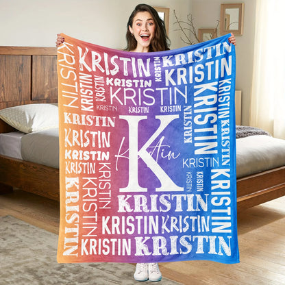 1pc Soft fleece custom name flannel throw blanket | Personalized for son or daughter, vintage style custom gift