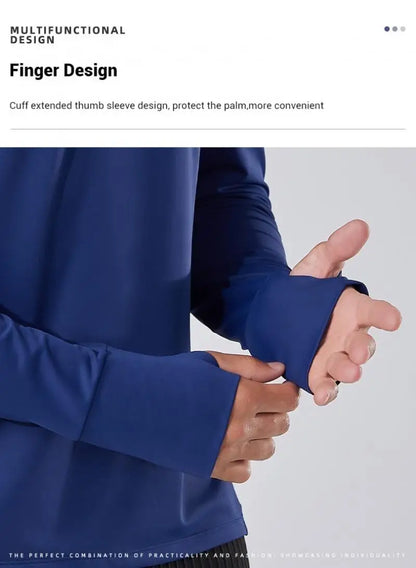 (S-2XL)Quick Dry Running T-shirt Men Zipper Stand Collar Sweatshirt Exercise Traning Fitness Tops Long Sleeve Sport Tee Shirt