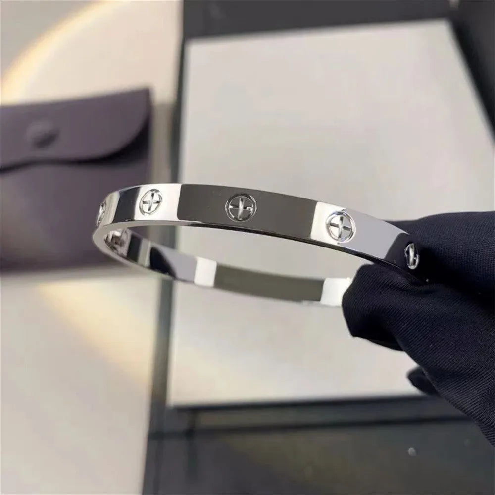 2023 New Design Gold Color Zircon And Cross Nut Nail Bracelet Gold & Bangle For Woman Stainless Steel Screw Brand Jewelry