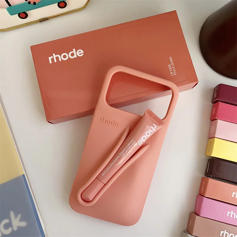 RHODE Phone Case for iPhone 17 Pro Max Air 16 15 14 13 12 11 Pro Max Plus Soft Silicone With Box Lipstick Holder Bumper Cases