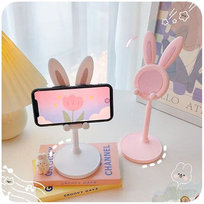 The cute Rabbit mobile phone stand desktop can lift and adjust the desktop phone accessories  phone stand  phone grip