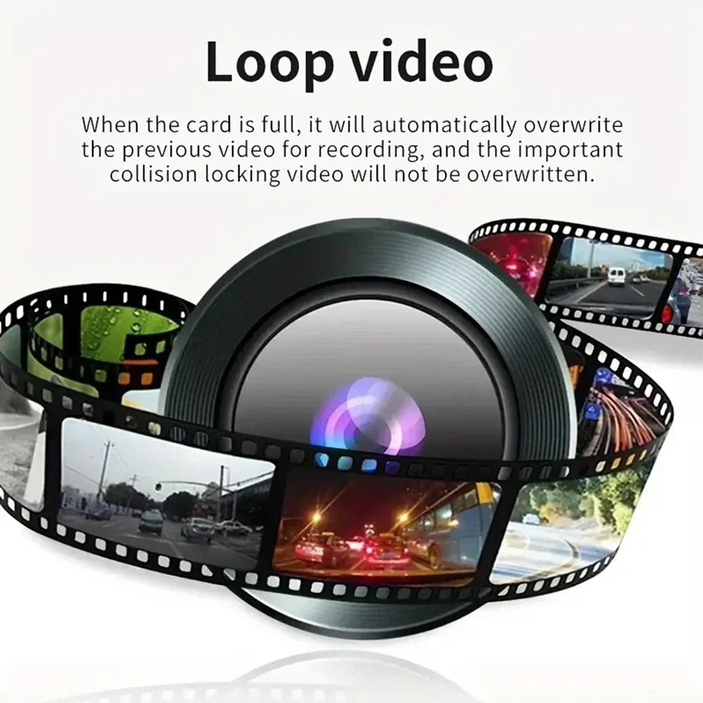 Dash Cam W/ IR Night Vision Loop Recording 3" IPS Screen 360° Rotatable 1080P 4 Camera Front/Rear/Left/Right Cars Driving DVR