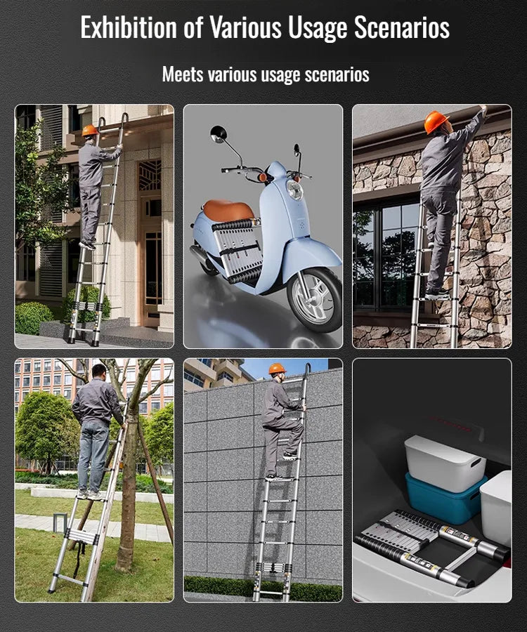 Retractable Portable Folding Ladder Household Simple Thickened Telescopic Vertical Ladder Engineering Loft Hidden Lift Ladder