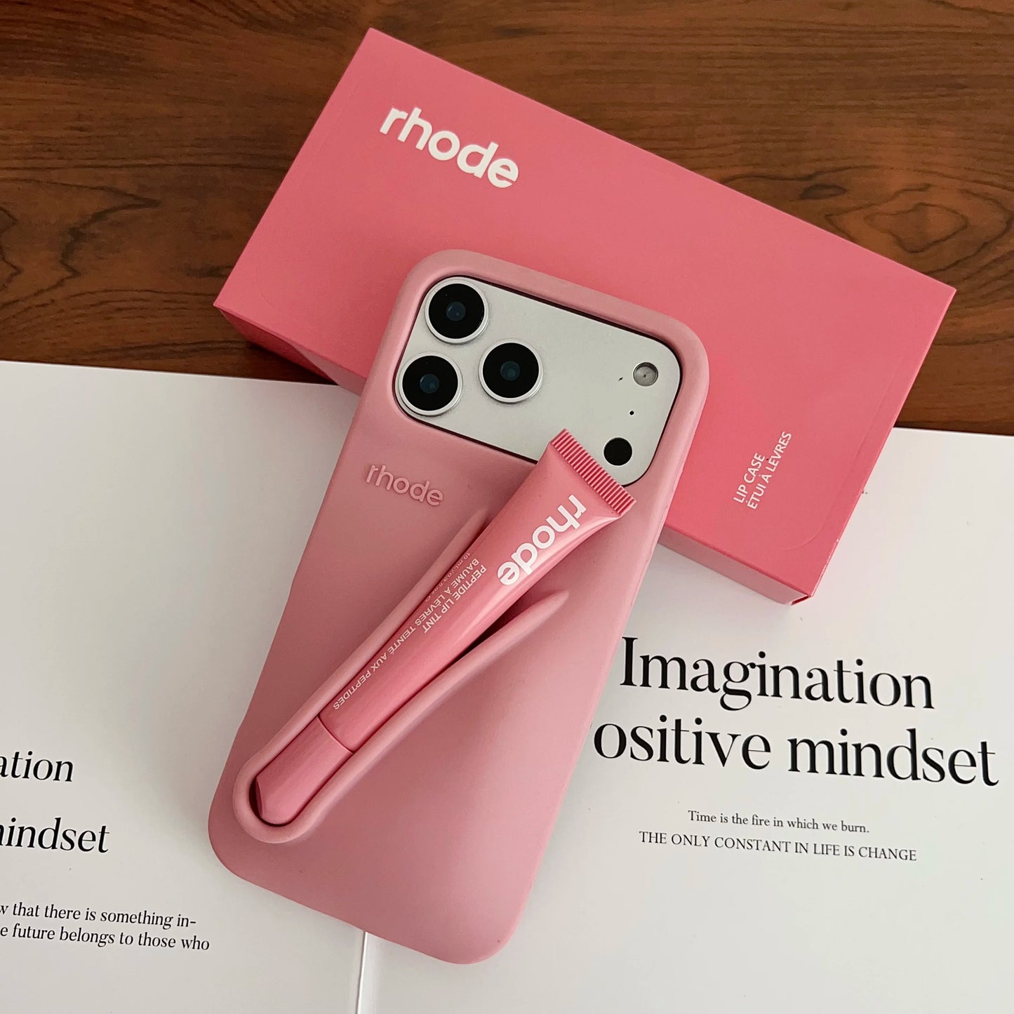 With Lip Gloss Phone Case for iPhone 17  Pro Max Plus Lipstick Silicone Lemontini Gray Ribbon Box Cover