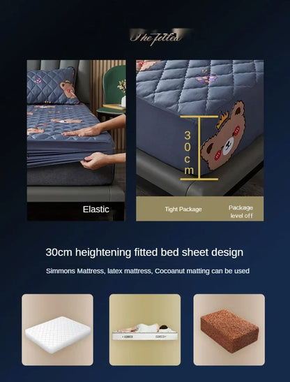 Waterproof Mattress Protector Thicken Fitted Bed Sheet Breathable & Noiseless Mattress Pad for Twin/Double/Queen/King Size Beds